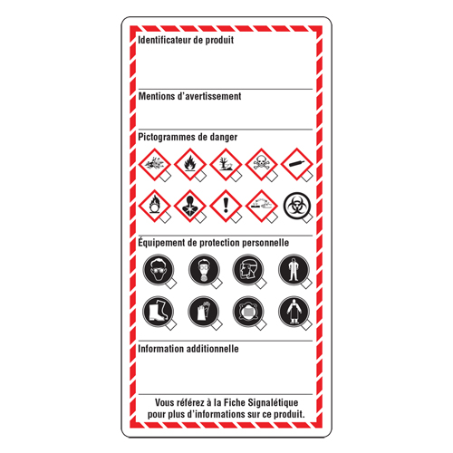 &eacute;tiquettes pour le milieu de travail, Papier cartonn&eacute;, 3" la x 6" h, Français R.M.G. Prévention