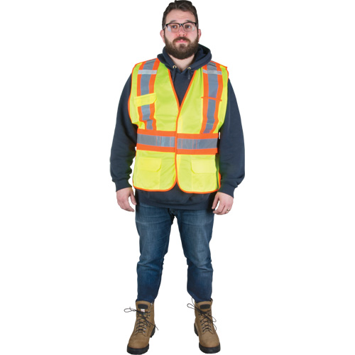 Veste d'arpenteur r&eacute;sistante aux flammes, Jaune lime haute visibilit&eacute;, Moyen, Polyester R.M.G. Prévention