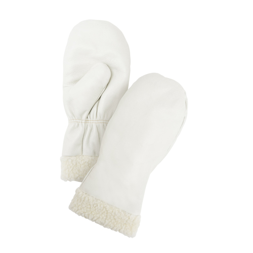 Mitaines d'hiver en cuir fleur de premi&egrave;re qualit&eacute; doubl&eacute;es de boa, Taille Grand, Mitaine R.M.G. Prévention