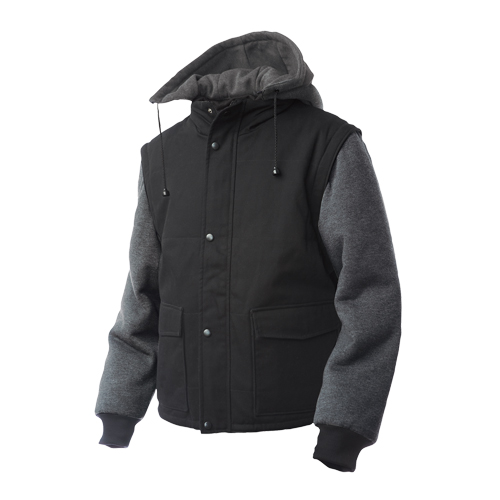 Manteau avec manches &agrave; fermeture &agrave; glissi&egrave;re, Hommes, Grand, Noir R.M.G. Prévention