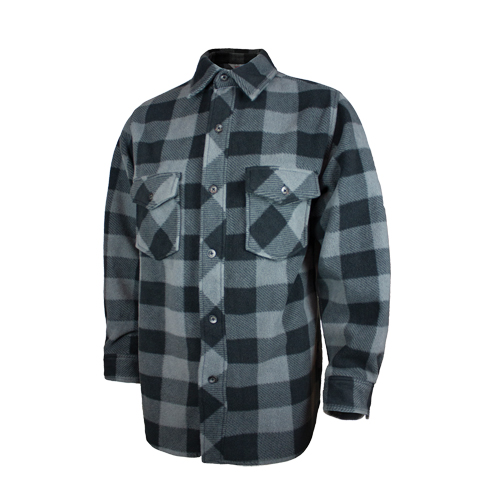 Plaid Solar Fleece Shirt, Men's, Large, Grey R.M.G. Prévention