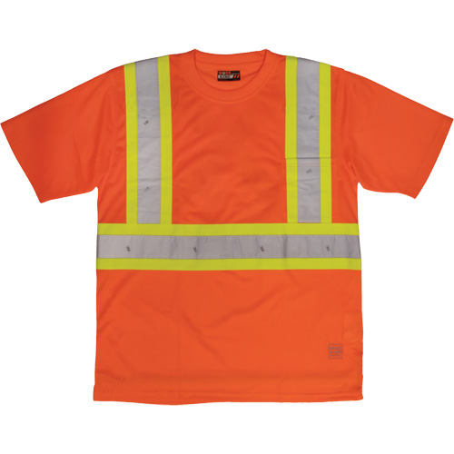 Short-Sleeved Safety T-Shirt with Pocket, Polyester, Large, High Visibility Orange R.M.G. Prévention