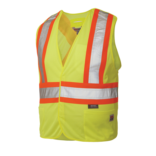 5-Point Tearaway Safety Vest, High Visibility Lime-Yellow, Large/X-Large, Polyester R.M.G. Prévention