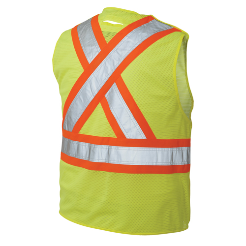 5-Point Tearaway Safety Vest, High Visibility Lime-Yellow, Large/X-Large, Polyester R.M.G. Prévention