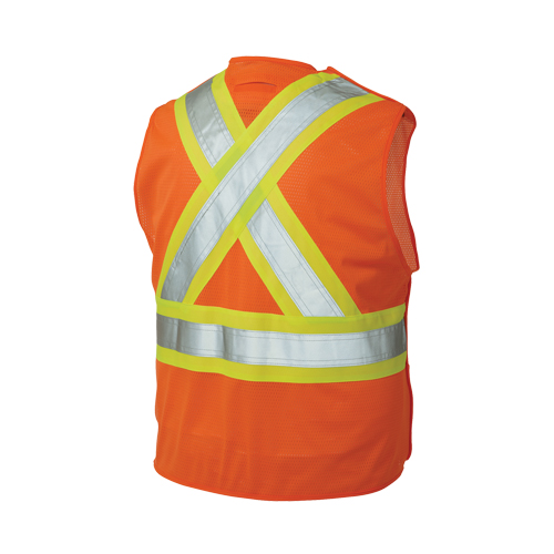5-Point Tearaway Safety Vest, High Visibility Orange, Large/X-Large, Polyester R.M.G. Prévention