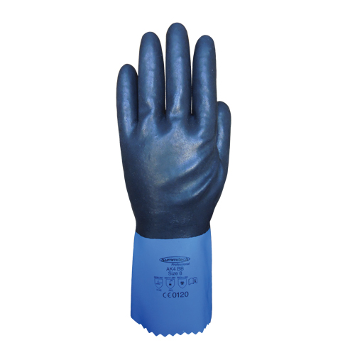 Gants enti&egrave;rement tremp&eacute;s et r&eacute;sistants aux produits chimiques Summitech, Taille Petit/7, 11,8" lo, Chloropr&egrave;ne, Doublure en Poly-coton, 59 mils R.M.G. Prévention