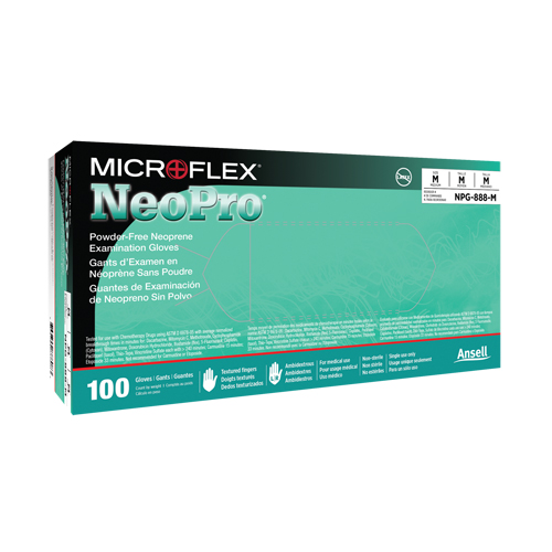 NEOPRO&reg; Gloves, X-Small, Neoprene, 5.1-mil, Powder-Free, Green, Class 2 R.M.G. Prévention