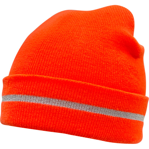 Bonnet en tricot haute visibilit&eacute; avec bande r&eacute;fl&eacute;chissante, Orange haute visibilit&eacute;, Acrylique R.M.G. Prévention