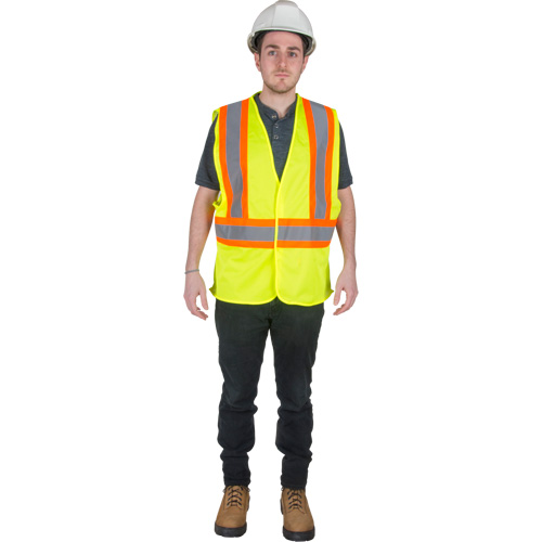 Traffic Safety Vest, High Visibility Lime-Yellow, Large, Polyester R.M.G. Prévention