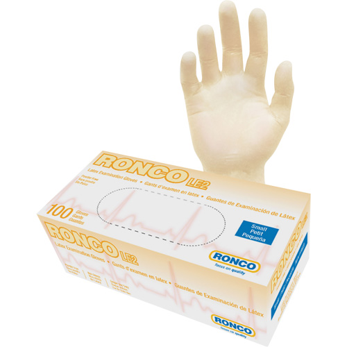 Disposable Gloves, Small, Latex, 4-mil, Powder-Free, Natural, Class 2 R.M.G. Prévention