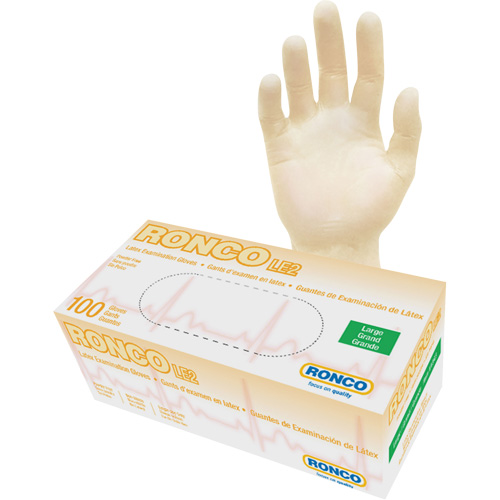 Disposable Gloves, Large, Latex, 4-mil, Powder-Free, Natural, Class 2 R.M.G. Prévention