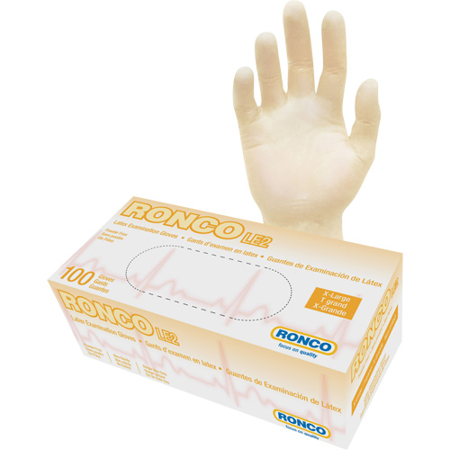 Disposable Gloves, X-Large, Latex, 4-mil, Powder-Free, Natural, Class 2 R.M.G. Prévention