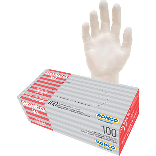 Disposable Gloves, Medium, Vinyl, 3-mil, Powder-Free, Clear R.M.G. Prévention