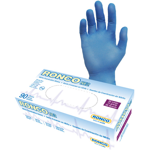 Disposable Gloves, 2X-Large, Nitrile, 4-mil, Powder-Free, Blue R.M.G. Prévention