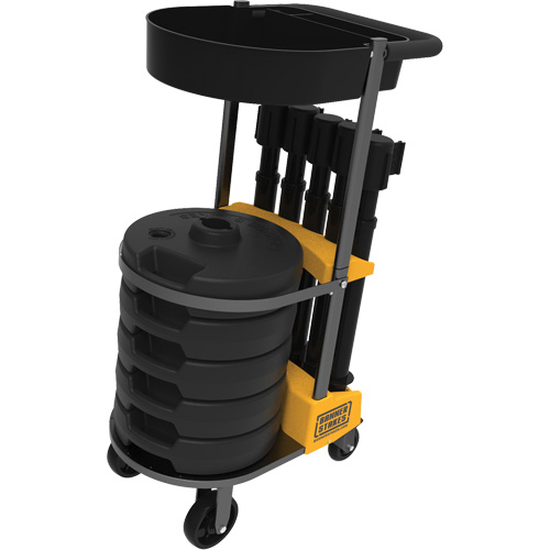 PLUS Barrier Post Cart Kit with Tray, 75' L, Metal, Black R.M.G. Prévention