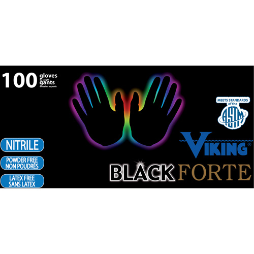 34605 Forte Disposable Gloves, Small, Nitrile, 6-mil, Powder-Free, Black R.M.G. Prévention