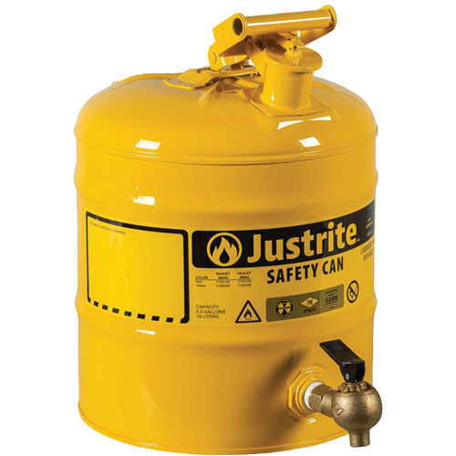 Bidon de s&eacute;curit&eacute; pour tablette, Type I, Acier, 5 gal. US, Jaune, Homologu&eacute; FM R.M.G. Prévention