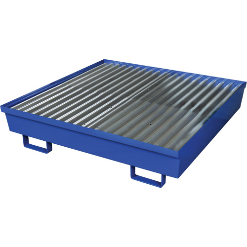 Steel Spill Containment Pallet, 92 US gal. Spill Capacity, 54" x 54.25" x 12" R.M.G. Prévention