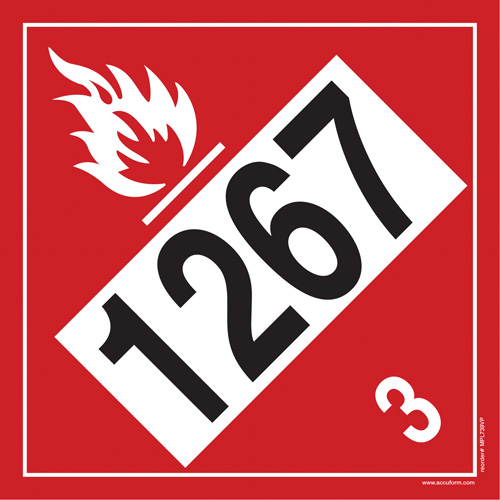 1267 Petroleum Crude Oil Flammable Liquid TDG Placard, Adhesive Vinyl R.M.G. Prévention