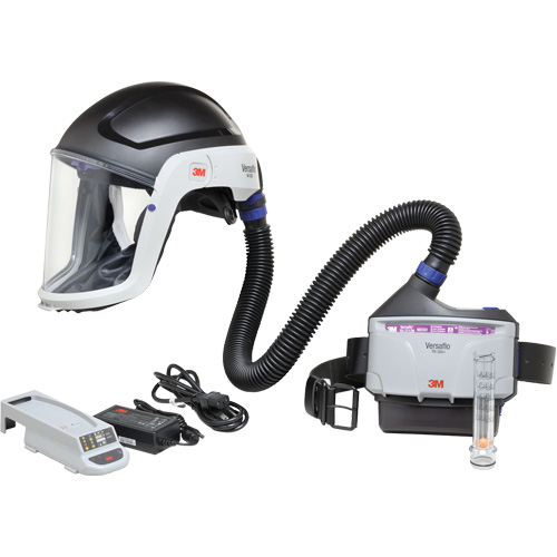 Ensemble APR &agrave; &eacute;puration d'air motoris&eacute; pour industrie lourde Versaflo, Capuchon & visi&egrave;re, Pile Lithium-ion R.M.G. Prévention