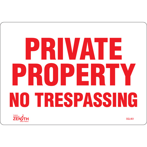 "Private Property" Sign, 7" x 10", Vinyl, English R.M.G. Prévention