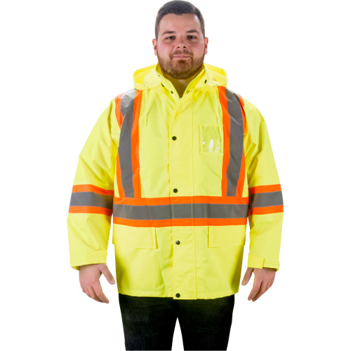 RZ1000 Rain Jacket, Polyester, Large, High Visibility Lime-Yellow R.M.G. Prévention