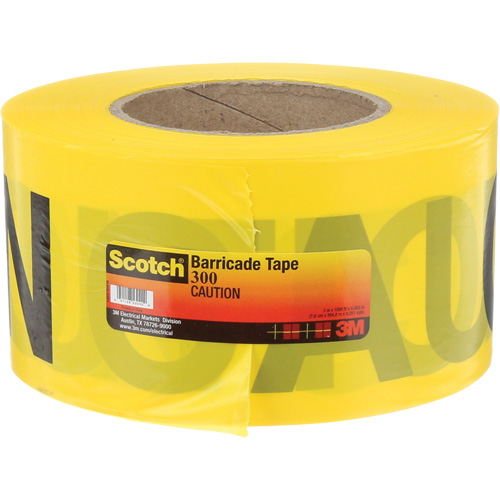 Scotch&reg; Buried Barricade Tape, English, 3" W x 1000' L, 2 mils, Black on Yellow R.M.G. Prévention