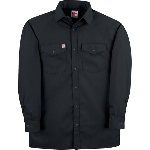 Twill Work Shirt with Snap, Men's, Medium (Tall), Black R.M.G. Prévention