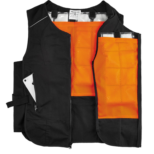 Veste de refroidissement &agrave; changement de phase l&eacute;g&egrave;re avec sachets 6260 Chill-Its, Petit/Moyen, Noir R.M.G. Prévention