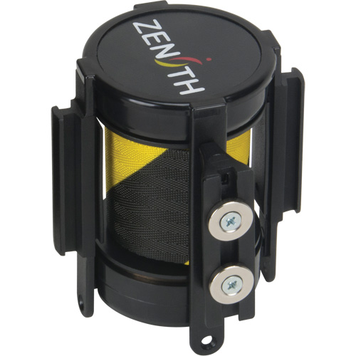 Cassette de ruban magn&eacute;tique pour barri&egrave;re de contr&ocirc;le des foules personnalis&eacute;e, 7', Ruban Noir et jaune R.M.G. Prévention