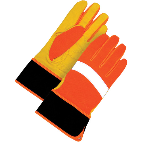 Gants haute visibilit&eacute;, Taille Grand, Paume Cuir fleur R.M.G. Prévention