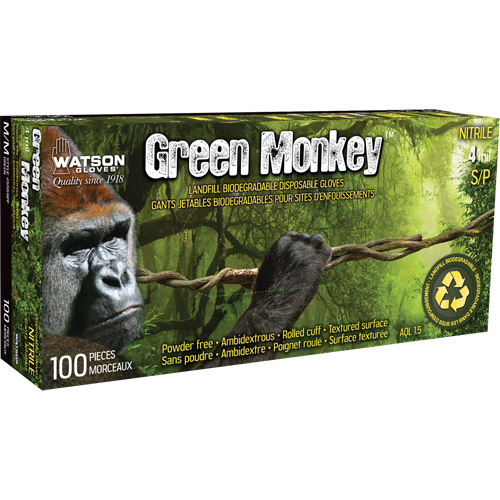 5559PF Green Monkey Gloves, Small, Nitrile, 4-mil, Powder-Free, Green R.M.G. Prévention
