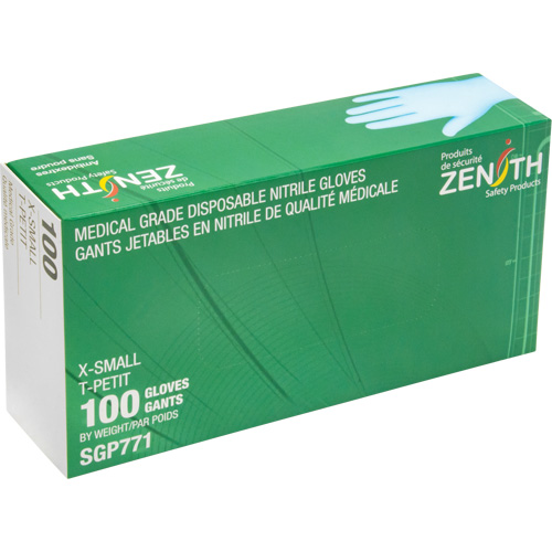 Puncture-Resistant Medical-Grade Disposable Gloves, X-Small, Nitrile, 4.5-mil, Powder-Free, Blue, Class 2 R.M.G. Prévention