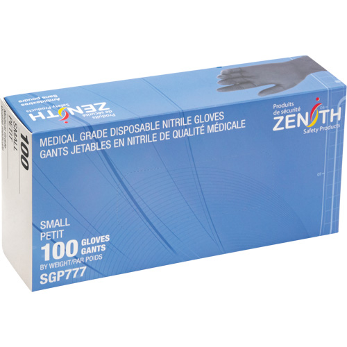 Puncture-Resistant Medical-Grade Disposable Gloves, Small, Nitrile, 5-mil, Powder-Free, Black, Class 2 R.M.G. Prévention