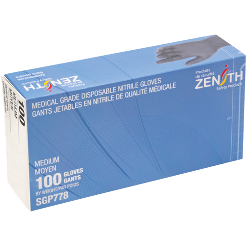 Puncture-Resistant Medical-Grade Disposable Gloves, Medium, Nitrile, 5-mil, Powder-Free, Black, Class 2 R.M.G. Prévention