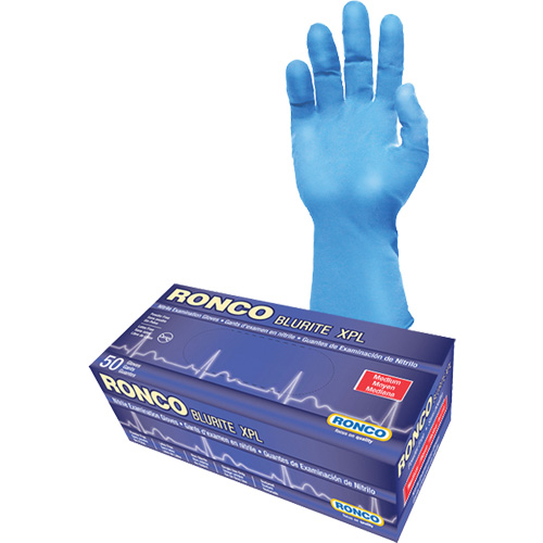Blurite XPL Examination Gloves, Small, Nitrile, 8-mil, Powder-Free, Blue, Class 2 R.M.G. Prévention