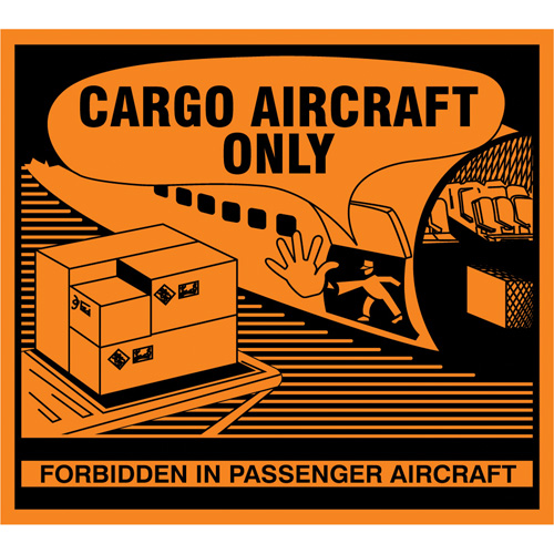 &eacute;tiquettes de manutention Cargo Aircraft Only, 4-3/4" lo x 4-1/4" la, Orange R.M.G. Prévention