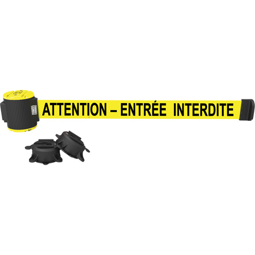 Barri&egrave;re &agrave; fixation murale, Plastique, Fixation magn&eacute;tique, 30', Ruban Jaune R.M.G. Prévention