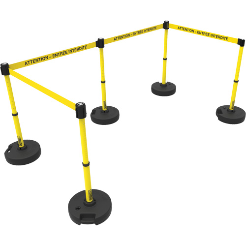 Ensemble de montants pour barri&egrave;re Plus, Plastique, 42" h, Ruban Jaune, Longueur du ruban 15' R.M.G. Prévention