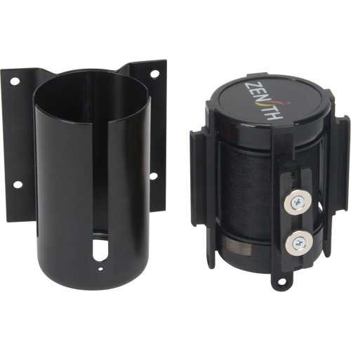 Wall Mount Barrier with Magnetic Tape, Steel, Screw Mount, 7', Black Tape R.M.G. Prévention