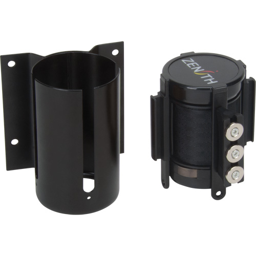 Wall Mount Barrier with Magnetic Tape, Steel, Screw Mount, 12', Black Tape R.M.G. Prévention