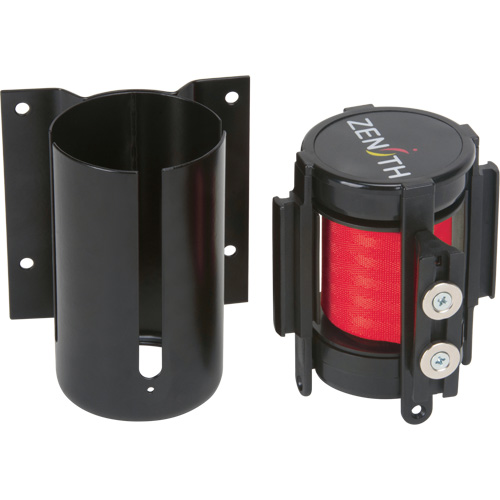 Wall Mount Barrier with Magnetic Tape, Steel, Screw Mount, 7', Red Tape R.M.G. Prévention