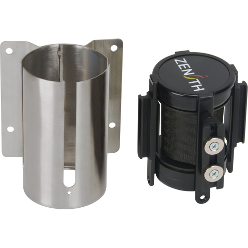 Wall Mount Barrier with Magnetic Tape, Steel, Screw Mount, 7', Black Tape R.M.G. Prévention