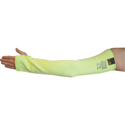 Cut Resistant Sleeve with Thumbhole, Taeki 5, 22", ASTM ANSI Level A4/EN 388 Level 5, High Visibility Yellow R.M.G. Prévention