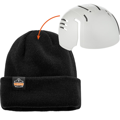Tuque en tricot c&ocirc;tel&eacute; avec fermeture &agrave; glissi&egrave;re et casque antichoc &agrave; ins&eacute;rer N-Ferno, Taille unique, Noir R.M.G. Prévention