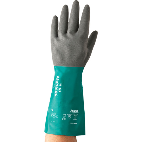 AlphaTec&reg; 58-435 Series Chemical Resistant Gloves, Size 7, 15" L, Nitrile, Cotton/Flock-Lined Inner Lining, 10-mil R.M.G. Prévention