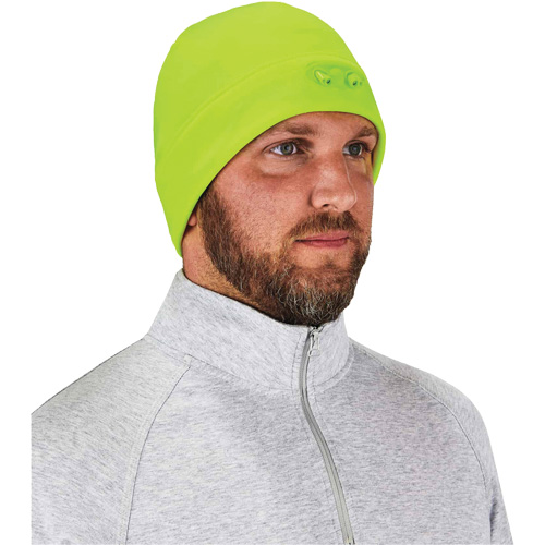 Bonnet N-Ferno &agrave; lumi&egrave;res DEL, Taille unique, Vert lime haute visibilit&eacute; R.M.G. Prévention