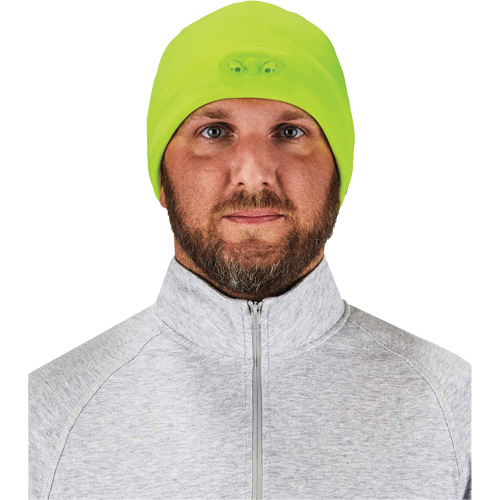 Bonnet N-Ferno &agrave; lumi&egrave;res DEL, Taille unique, Vert lime haute visibilit&eacute; R.M.G. Prévention