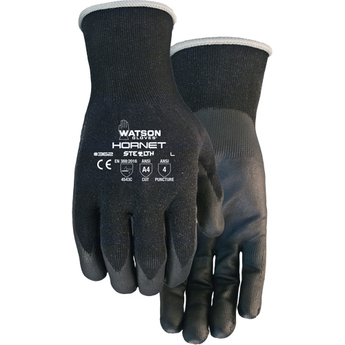 Stealth Hornet Cut Resistant Gloves, Size Small, 18 Gauge, Foam Nitrile Coated, Glass Fibre/HPPE/Nylon/Spandex Shell, ASTM ANSI Level A4/EN 388 Level 5 R.M.G. Prévention