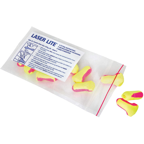 Bouchons d'oreilles jetables Laser Lite de Howard Leight, Vrac - Sac en poly R.M.G. Prévention